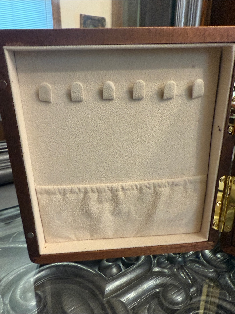 Walnut Jewelry Organizer Box Wooden Floral Box with Gold Handle 4 Tiered Womens - Picture 6 of 16